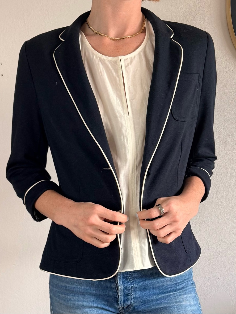 jcpenney Navy Blazer with White Piping
